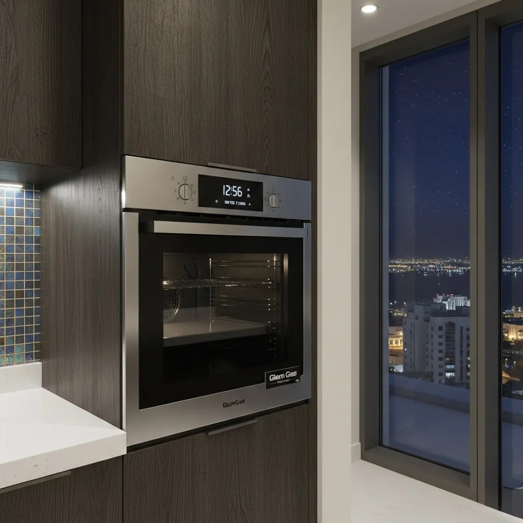 Modern kitchen with oven and view