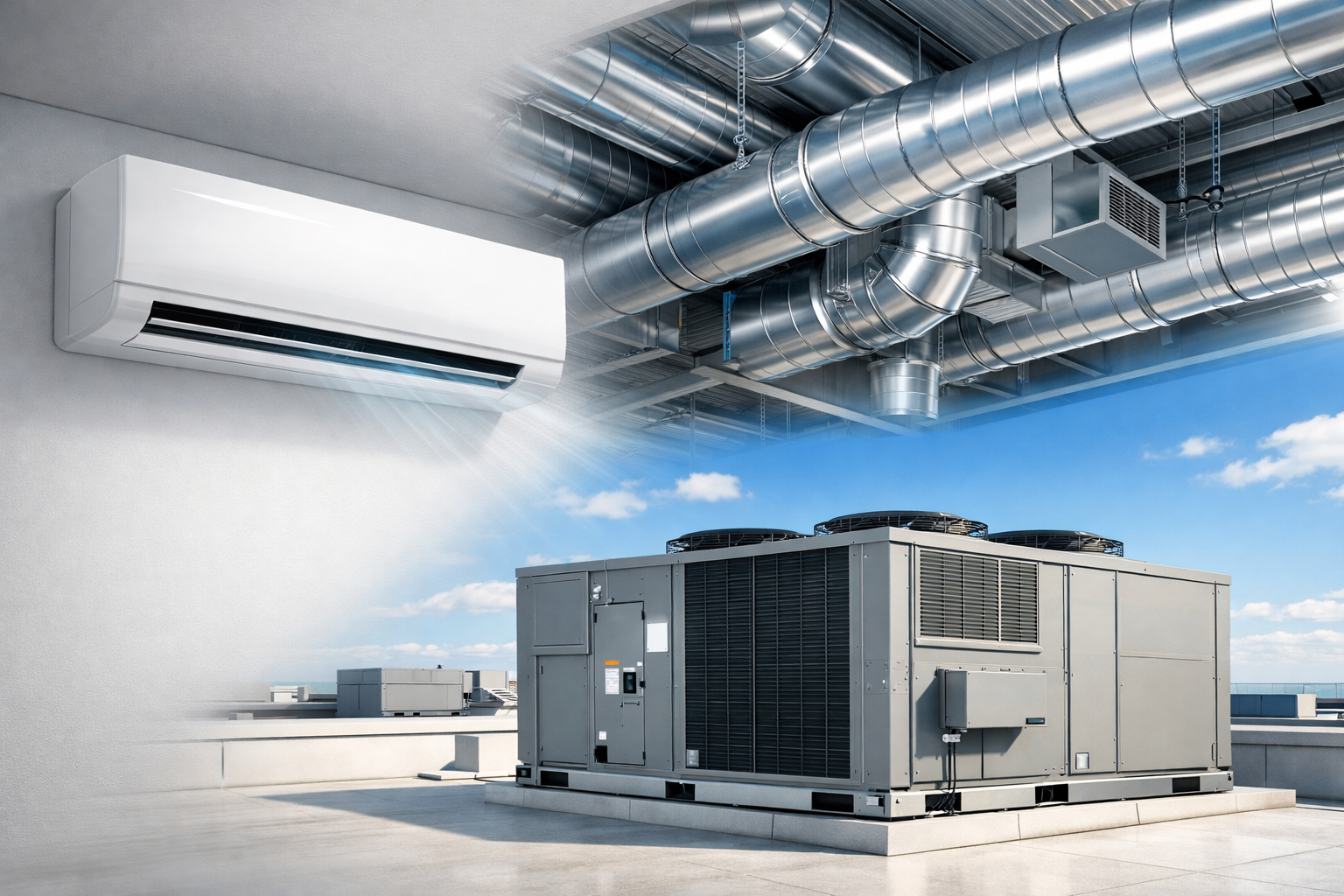 AC installation in Sharjah central, package and Duct